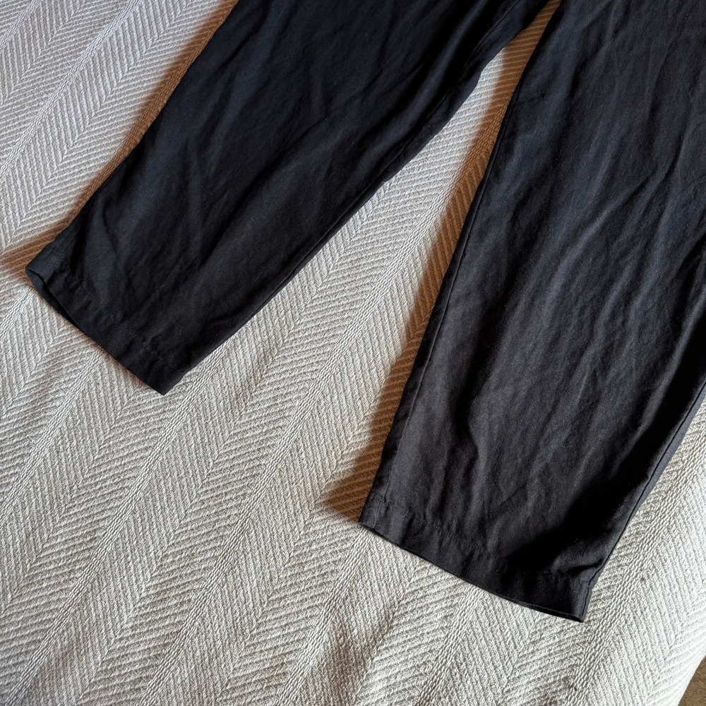 Wilfred Free Aritzia Black Linen Blend Button Front Short Sleeve Jumpsuit M - Picture 4 of 14